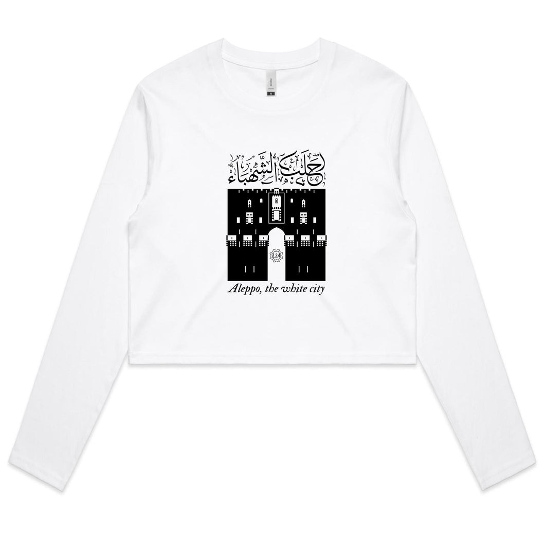 AS Colour - Women's Long Sleeve Crop Tee (Aleppo, the White City) (Double-Sided Print)
