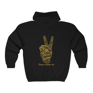 Unisex Heavy Blend™ Full Zip Hooded Sweatshirt (The Pacifist, Peace Design) - Levant 2 Australia