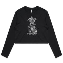 Load image into Gallery viewer, AS Colour - Women&#39;s Long Sleeve Crop Tee (Ditch Plastic! - Turtle Design) (Double-Sided Print)
