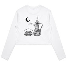 Load image into Gallery viewer, AS Colour - Women&#39;s Long Sleeve Crop Tee (The Arab Hospitality, Coffee Pot Design) (Double-Sided Print)
