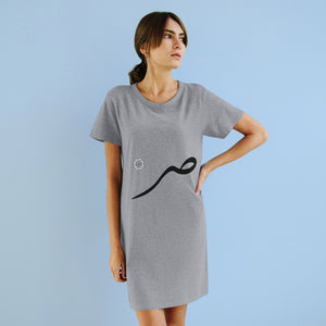 Organic T-Shirt Dress (Arabic Script Edition, Ṣaad Eastern _sˤ_ ص) (Front Print)