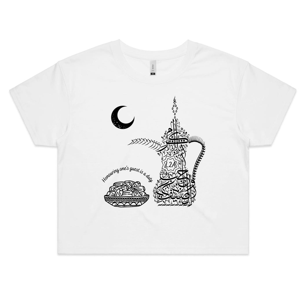AS Colour - Women's Crop Tee (The Arab Hospitality, Coffee Pot Design) (Double-Sided Print)