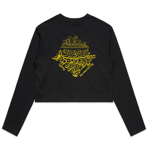 AS Colour - Women's Long Sleeve Crop Tee (The Emerald City, Sydney Design) (Double-Sided Print)