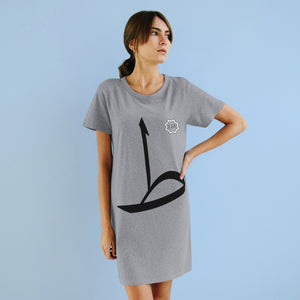 Organic T-Shirt Dress (Arabic Script Edition, Ṭa'a _tˤ_ ط) (Front Print)