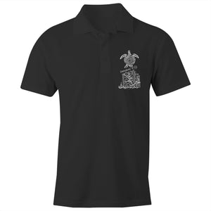 AS Colour Chad - S/S Polo Shirt (Ditch Plastic! - Turtle Design) (Double-Sided Print)