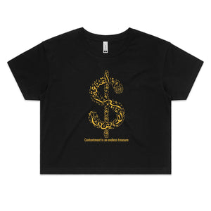 AS Colour - Women's Crop Tee (The Ultimate Wealth Design, Dollar Sign) (Double-Sided Print)