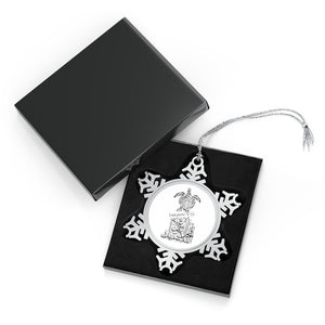 Pewter Snowflake Ornament (Ditch Plastic! - Turtle Design)