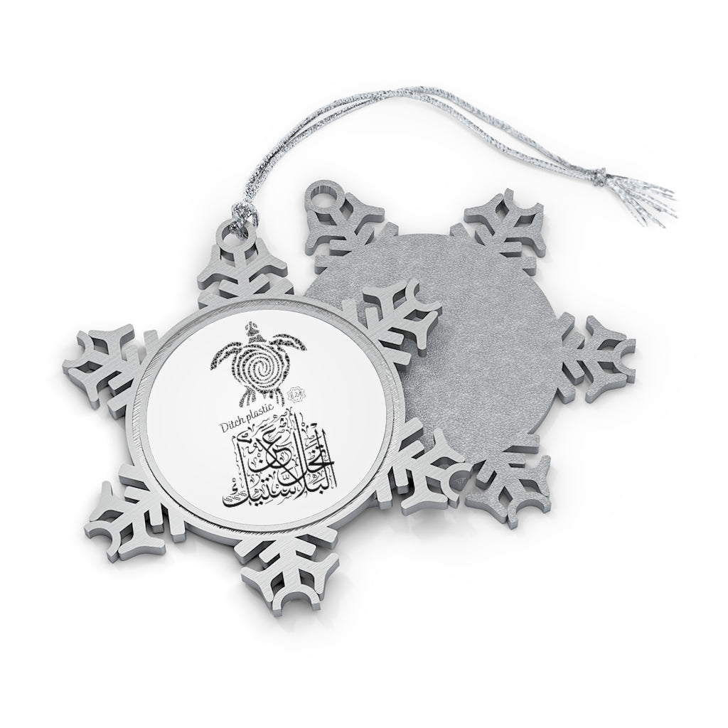 Pewter Snowflake Ornament (Ditch Plastic! - Turtle Design)