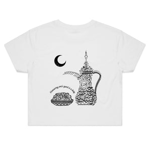 AS Colour - Women's Crop Tee (The Arab Hospitality, Coffee Pot Design) (Double-Sided Print)