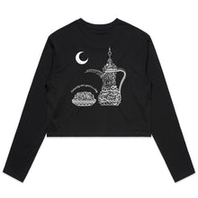 Load image into Gallery viewer, AS Colour - Women&#39;s Long Sleeve Crop Tee (The Arab Hospitality, Coffee Pot Design) (Double-Sided Print)

