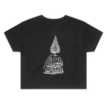 Load image into Gallery viewer, AS Colour - Women&#39;s Crop Tee (Beirut, the heart of Lebanon - Cedar Design) (Double-Sided Print)
