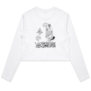 AS Colour - Women's Long Sleeve Crop Tee (The Land of the Sunset, Maghreb Design) (Double-Sided Print)