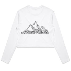 AS Colour - Women's Long Sleeve Crop Tee (The Ambitious, Mountain Design) (Double-Sided Print)