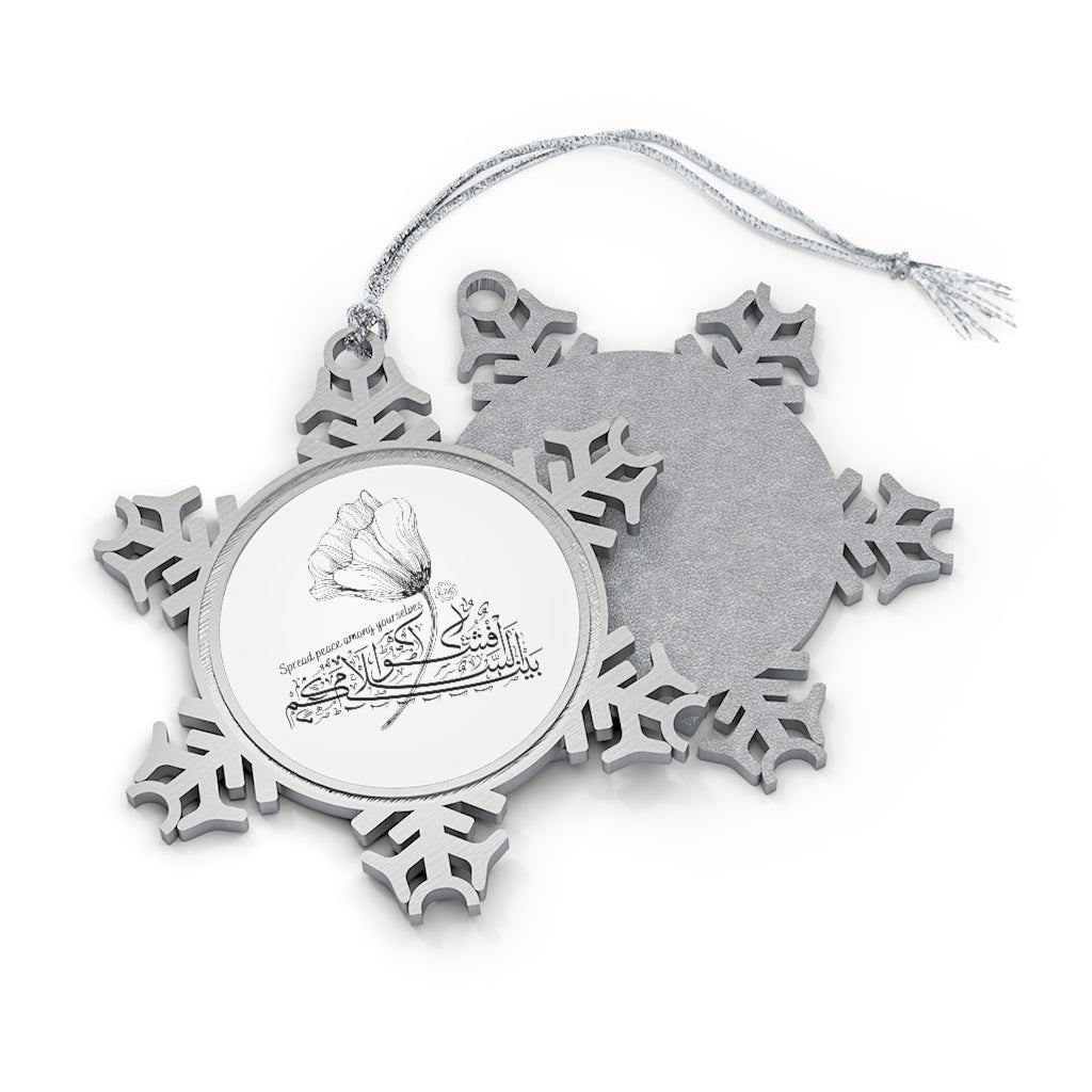 Pewter Snowflake Ornament (The Peace Spreader, Flower Design)