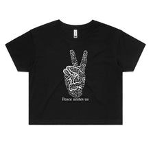 Load image into Gallery viewer, AS Colour - Women&#39;s Crop Tee (The Pacifist, Peace Design) (Double-Sided Print)
