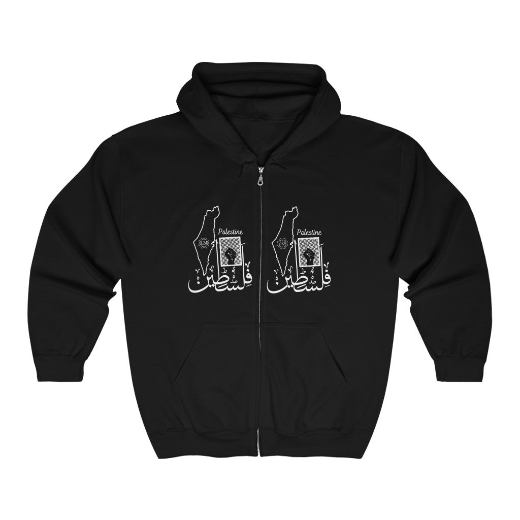 Unisex Heavy Blend™ Full Zip Hooded Sweatshirt (Palestine Design) (Double-Sided Print)