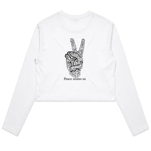 AS Colour - Women's Long Sleeve Crop Tee (The Pacifist, Peace Design) (Double-Sided Print)