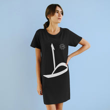 Load image into Gallery viewer, Organic T-Shirt Dress (Arabic Script Edition, Ṭa&#39;a _tˤ_ ط) (Front Print)
