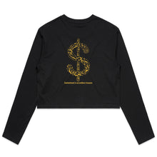 Load image into Gallery viewer, AS Colour - Women&#39;s Long Sleeve Crop Tee (The Ultimate Wealth Design, Dollar Sign) (Double-Sided Print)
