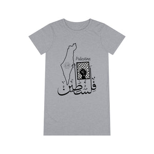 Organic T-Shirt Dress (Palestine Design) (Double-Sided Print)