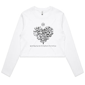 AS Colour - Women's Long Sleeve Crop Tee (The Power of Love, Heart Design) (Double-Sided Print)