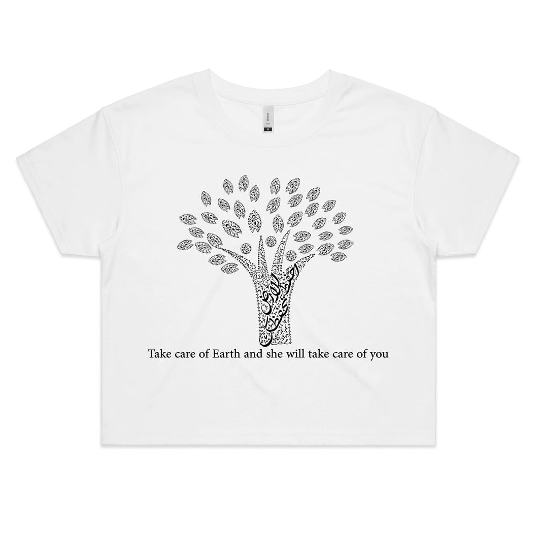 AS Colour - Women's Crop Tee (The Environmentalist, Tree Design) (Double-Sided Print)