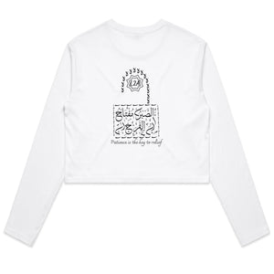 AS Colour - Women's Long Sleeve Crop Tee (Patience, Lock Design) (Double-Sided Print)