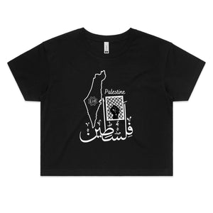 AS Colour - Women's Crop Tee (Palestine Design) (Double-Sided Print)
