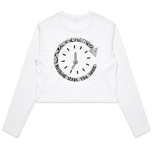 AS Colour - Women's Long Sleeve Crop Tee (The Change, Time Design) (Double-Sided Print)