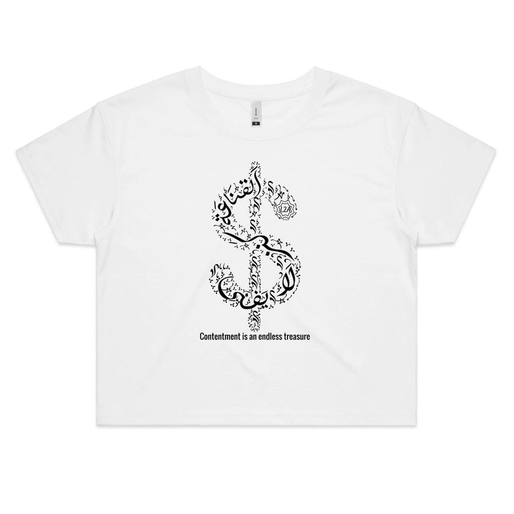 AS Colour - Women's Crop Tee (The Ultimate Wealth Design, Dollar Sign) (Double-Sided Print)