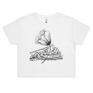 AS Colour - Women's Crop Tee (The Peace Spreader, Flower Design) (Double-Sided Print)
