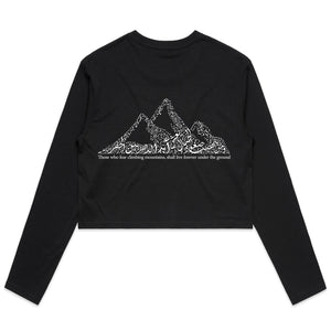 AS Colour - Women's Long Sleeve Crop Tee (The Ambitious, Mountain Design) (Double-Sided Print)