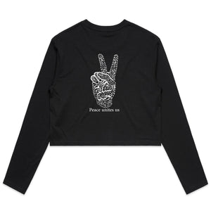 AS Colour - Women's Long Sleeve Crop Tee (The Pacifist, Peace Design) (Double-Sided Print)