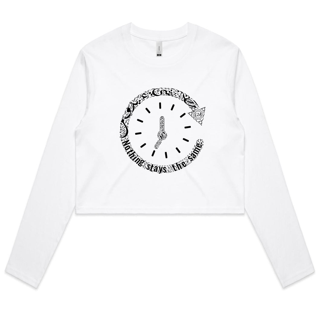 AS Colour - Women's Long Sleeve Crop Tee (The Change, Time Design) (Double-Sided Print)