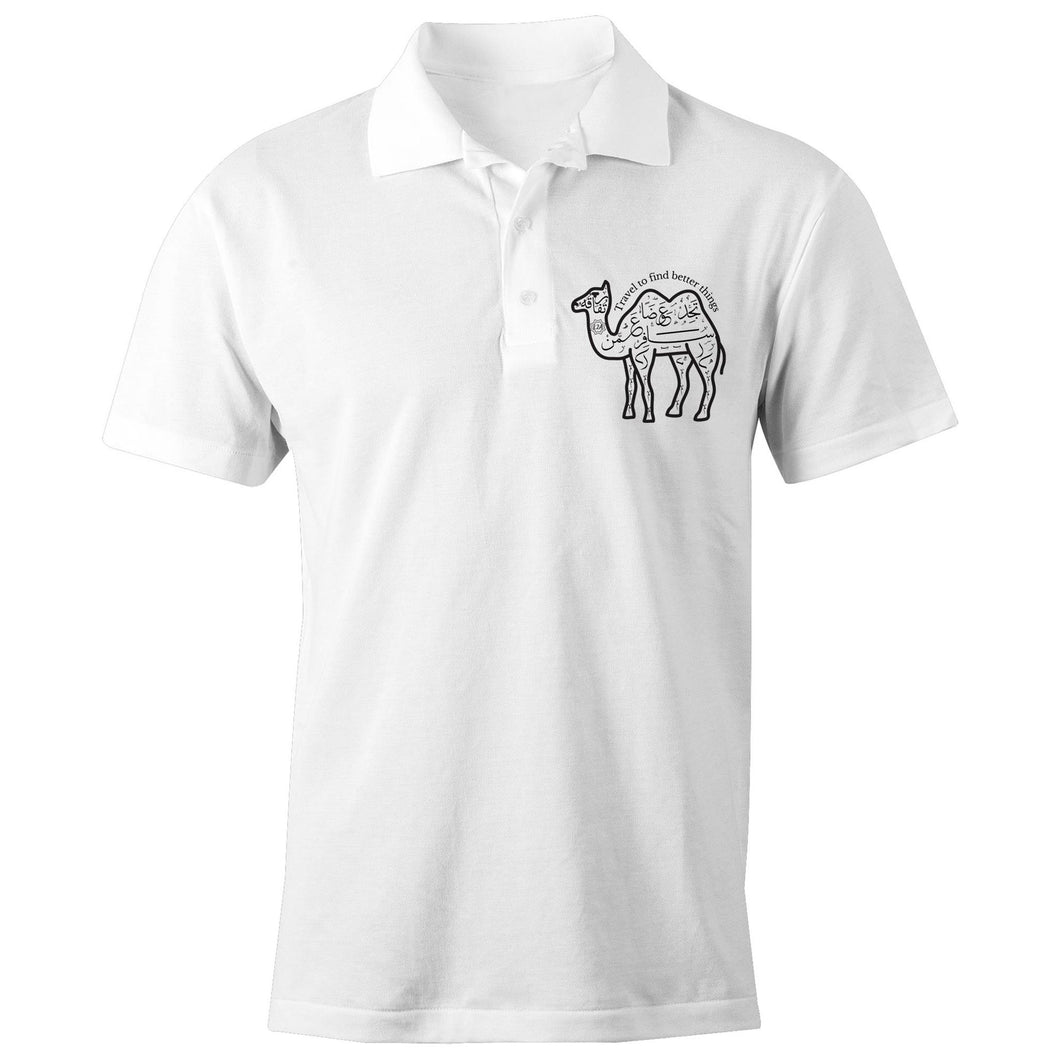 AS Colour Chad - S/S Polo Shirt (The Voyager, Camel Design) (Double-Sided Print)
