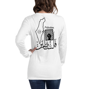 Unisex Long Sleeve Tee (Palestine Design) (Double-Sided Print)