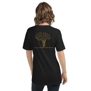 Unisex Short Sleeve V-Neck T-Shirt (The Environmentalist, Tree Design) (Double-Sided Print)