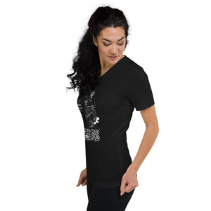 Unisex Short Sleeve V-Neck T-Shirt (The Land of the Sunset, Maghreb Design) (Double-Sided Print)