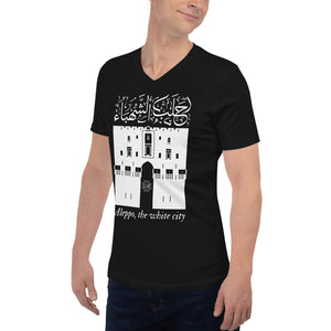 Unisex Short Sleeve V-Neck T-Shirt (Aleppo, the White City) (Double-Sided Print)