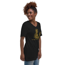 Load image into Gallery viewer, Unisex Short Sleeve V-Neck T-Shirt (The Educated, Book Design) (Double-Sided Print)
