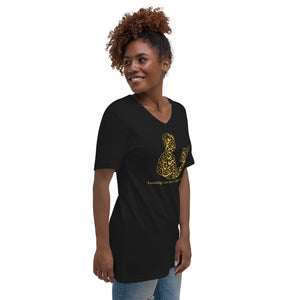 Unisex Short Sleeve V-Neck T-Shirt (The Educated, Book Design) (Double-Sided Print)