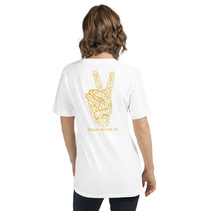 Unisex Short Sleeve V-Neck T-Shirt (The Pacifist, Peace Design) (Double-Sided Print)