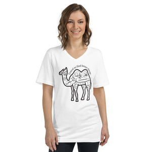 Unisex Short Sleeve V-Neck T-Shirt (The Voyager, Camel Design) (Double-Sided Print)