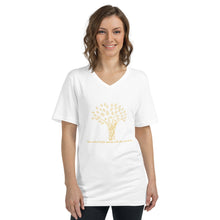 Load image into Gallery viewer, Unisex Short Sleeve V-Neck T-Shirt (The Environmentalist, Tree Design) (Double-Sided Print)
