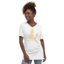 Load image into Gallery viewer, Unisex Short Sleeve V-Neck T-Shirt (The Educated, Book Design) (Double-Sided Print)
