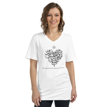 Load image into Gallery viewer, Unisex Short Sleeve V-Neck T-Shirt (The Power of Love, Heart Design) (Double-Sided Print)
