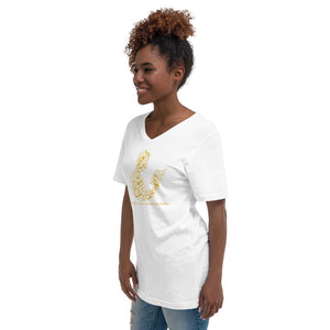 Unisex Short Sleeve V-Neck T-Shirt (The Educated, Book Design) (Double-Sided Print)