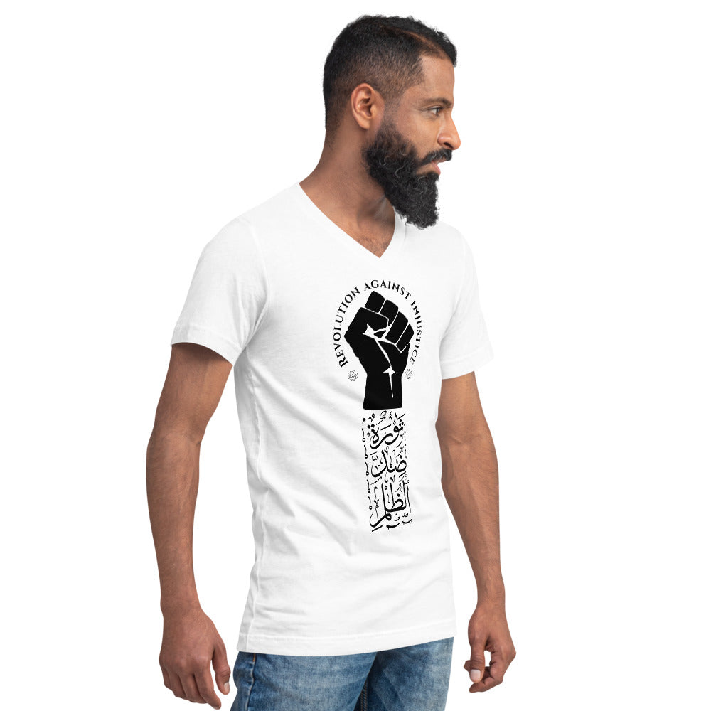Unisex Short Sleeve V-Neck T-Shirt (The Justice Seeker, Revolution Design) (Double-Sided Print)