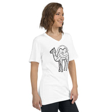 Load image into Gallery viewer, Unisex Short Sleeve V-Neck T-Shirt (The Voyager, Camel Design) (Double-Sided Print)
