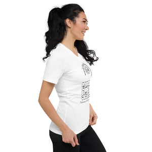 Unisex Short Sleeve V-Neck T-Shirt (Patience, Lock Design) (Double-Sided Print)